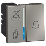 精准4肖三期必出开关插座 奥特 金属镁 方形“勿扰+清扫”指示及门铃按钮模块 